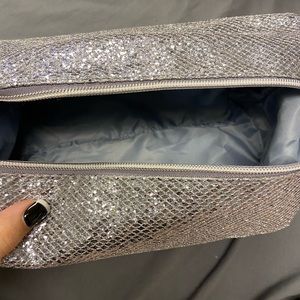 BOGO FREE; Silver glitter makeup bag